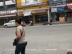 Thai Tourists Take a Ride on the Walking Street of Pattaya