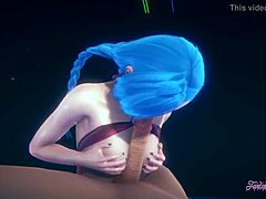 POV 스타일의 Jinx를 소재로 한 일본 애니메이션 포르노 - 3D의 검열되지 않은 포르노