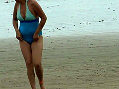 Latina mulona shows off her masturbation skills on the beach and gets fucked by stepson with massive cock
