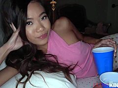 Asian teen gets her pussy filled by big dick step brother