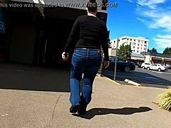 Whaletail store thong flashing at the mall