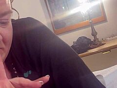 Amateur wife gives deep throat to massive black cock in hotel room