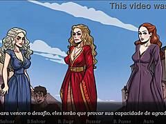 Rødhåret Dany Sansa og Cherrys spil af trekanter - Røvspisning og fisseslikning