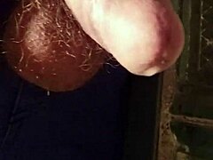 Gay amateur pisses on his hairy cock in homemade video