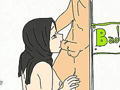 Индонезийска карикатура момиче получава анимиран минет и сперма