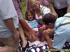 Outdoor gangbang with high definition video