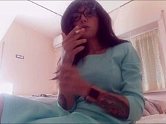 Solo masturbation session with a smoking hot slave