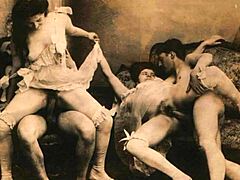 Vintage sesso di gruppo e pompini in questo vintage video porno