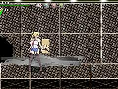 Hentai video game features a hot blonde in action with men