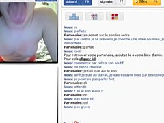 Voyeur catches French girl in red panties playing with her pussy on webcam