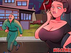 Sledujte sexy zralou ženu, jak si užívá kouření a sex v tomto kresleném porno videu