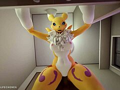 Hentai porn with Renamon's hardcore looping session