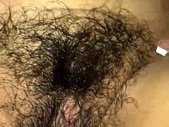 Hairy Latina bushy pussy gets pounded hard