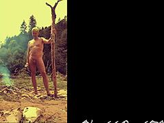 Elder nudist flaunts his average-sized penis outdoors