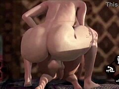 3D shemale milf gets her ass fucked while jerking off another girl's cock in this hot futa-on-futa action