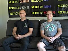 Amatorii heterosexuali experimentează prima lor experiență orală gay în timpul castingului - Nextdoorstudios