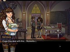 Harry Potter-tema hentai-spil med Hermione, der giver mundtlig fornøjelse i klasseværelset