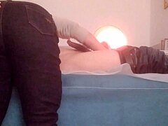 Middle-aged Chinese massage therapist gives handjob and receives cum