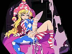 Une fille américaine se masturbe avec une animation Hentai