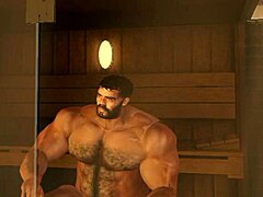 A sessão de sauna solo do Heywards se transformou em um encontro quente com uma líder de torcida peituda