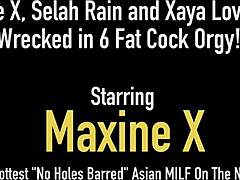 Maxine, Selah Rain dan Xaya Lovelle dalam adegan seks kelompok hardcore dengan batang hitam besar