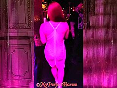 Exclusive white party with redhead Chrissy and blonde Gabi